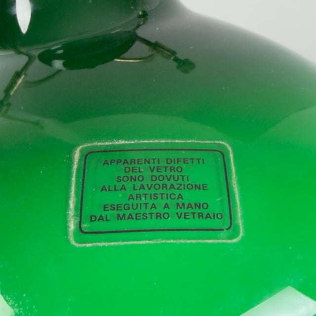 Green and White Brass and Murano Glass Table Lamp from Valenti Luce, 1970s For Sale - Image 10 of 14