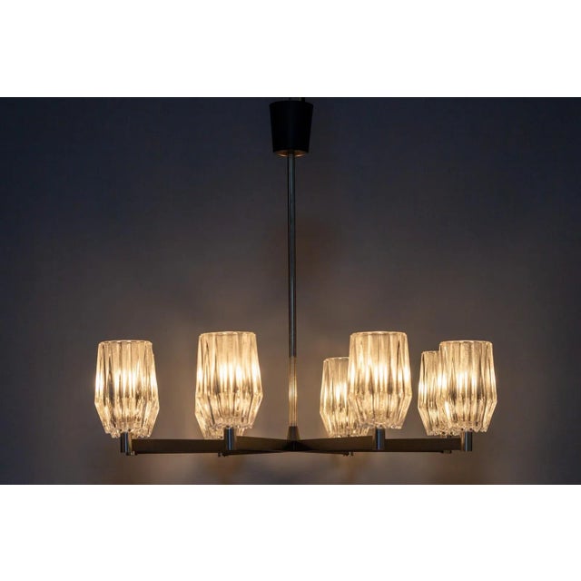 Eight-Light Chandelier in Metal, Chrome and Glass For Sale - Image 12 of 18