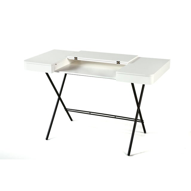 Cosimo Desk with White Mat Lacquered Top and Bronze Frame by Marco Zanuso Jr. for Adentro, 2017 For Sale - Image 11 of 15