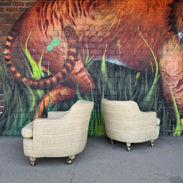 Mid 20th Century Pair of Edward Wormley for Dunbar Rolling Club Chairs For Sale - Image 5 of 12