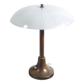 Art Deco Bronze and Glass Lamp, Early 20th Century For Sale
