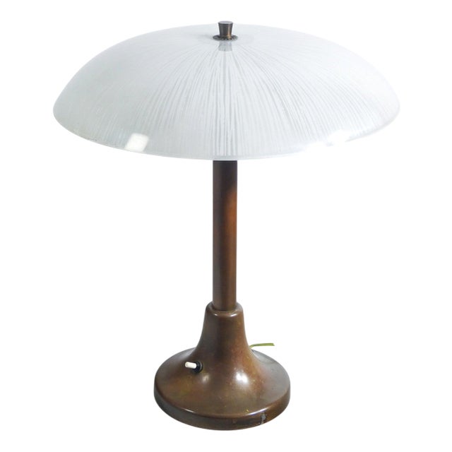 Art Deco Bronze and Glass Lamp, Early 20th Century For Sale