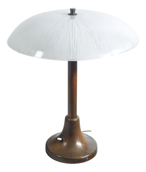 Art Deco Bronze and Glass Lamp, Early 20th Century