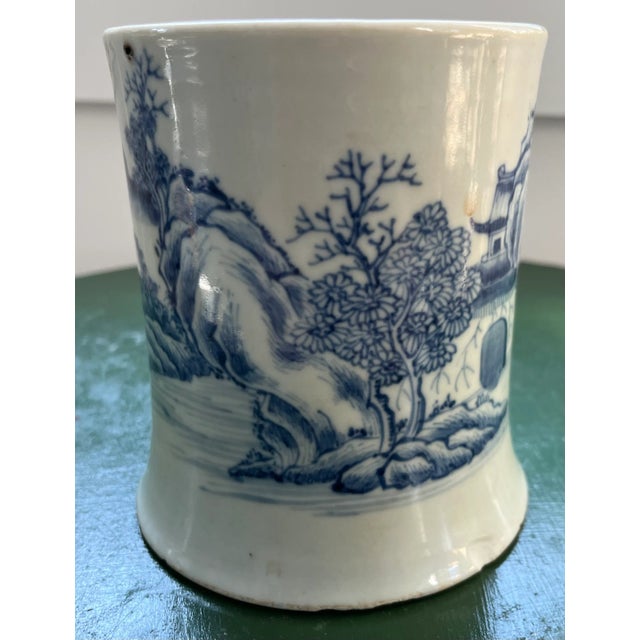 Antique 18th Century Chinese Kangxi Blue & White Export Porcelain Tankard Mug With Rocky Landscape For Sale - Image 11 of 12