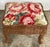 Vintage Floral Needlepoint Wicker Stool For Sale - Image 4 of 10