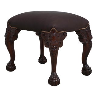Chippendale English Style Paw Feet Mahogany Ottoman For Sale