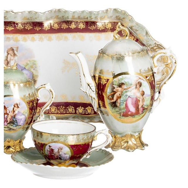 Tête-À-Tête Tea Service in Porcelain Royal Vienna, 1800s, Set of 8 For Sale - Image 4 of 8