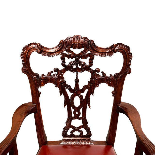 Set of Eight English Carved Mahogany George III Style Dining Chairs For Sale - Image 4 of 8
