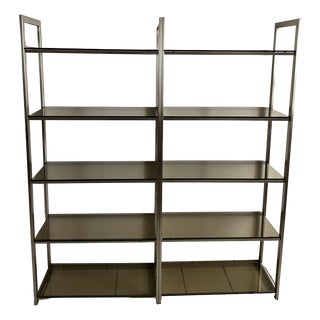 French Anodized Metal and Smoked Glass Shelving Units from Artelano, 1970s, Set of 2 For Sale