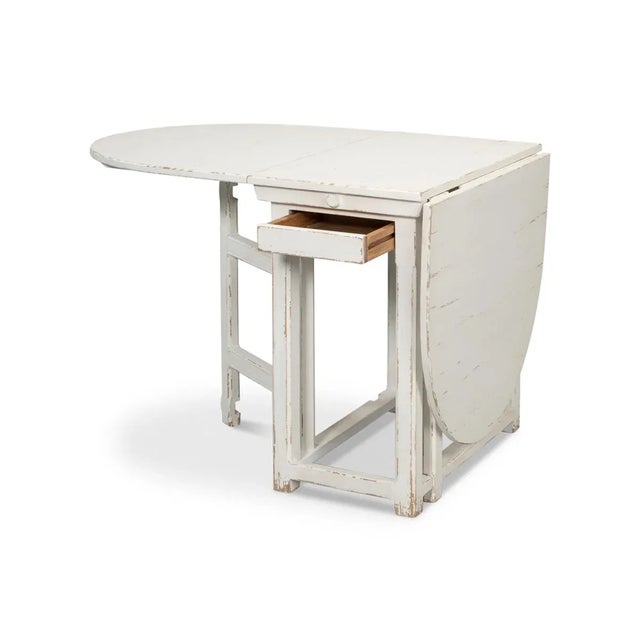 Wood Painted Country Drop Leaf Table For Sale - Image 7 of 11