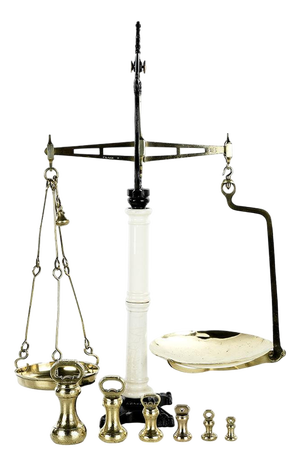 English Scale in Enameled Cast Iron and Brass