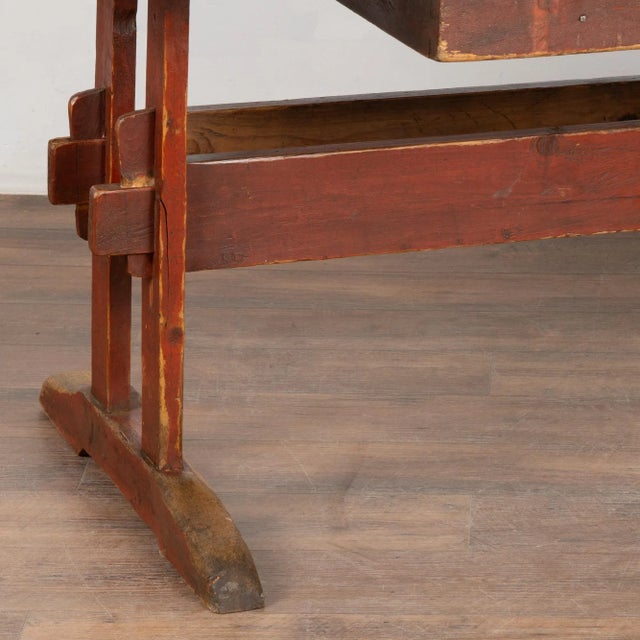 Red Painted Pine Farm Table With Drawer, Sweden Circa 1820-40 For Sale - Image 11 of 12