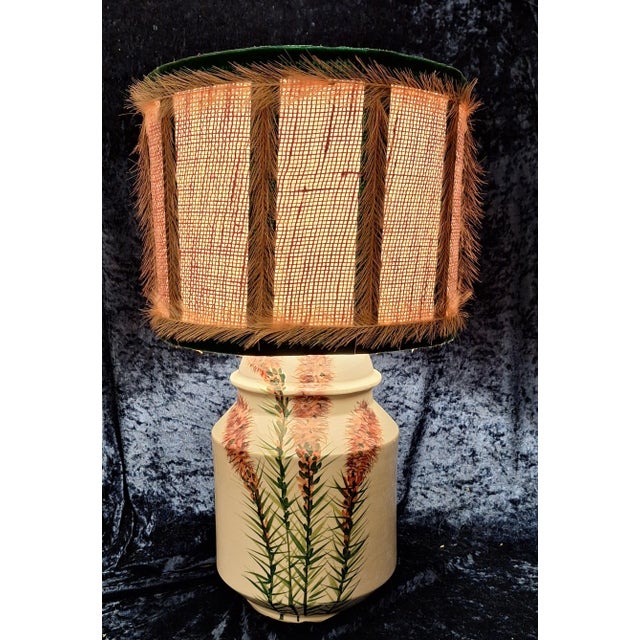Vintage Table Lamp with a Floral Painted Ceramic Base and Fabric Shade from Lamplove, 1970s For Sale - Image 10 of 10