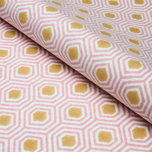 Rustic Schumacher Otis Fabric in Pink & Gold For Sale - Image 3 of 3