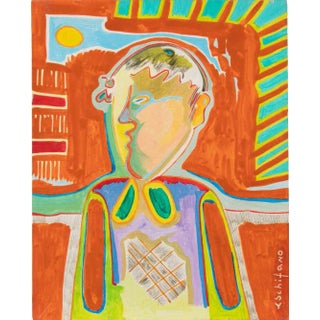 Luciano Schifano, Portrait of a Child, Oil Painting, 1984 For Sale