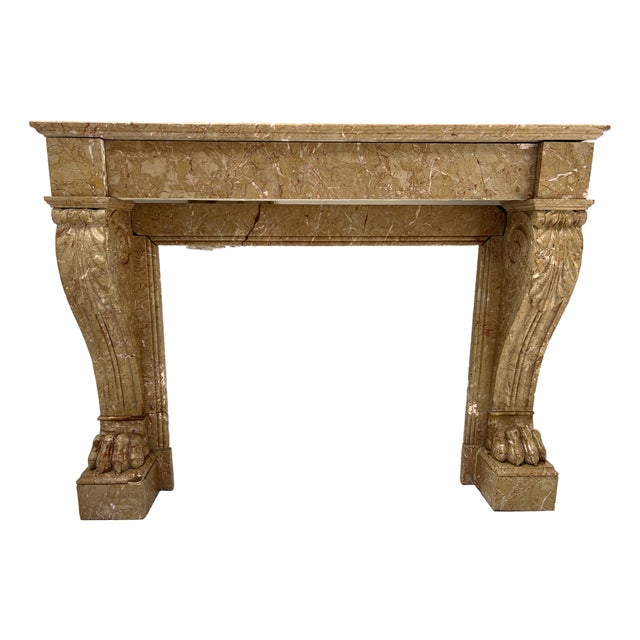 Napoleon III Fireplace with Claw Feet in Speckled Marble, 1800s For Sale