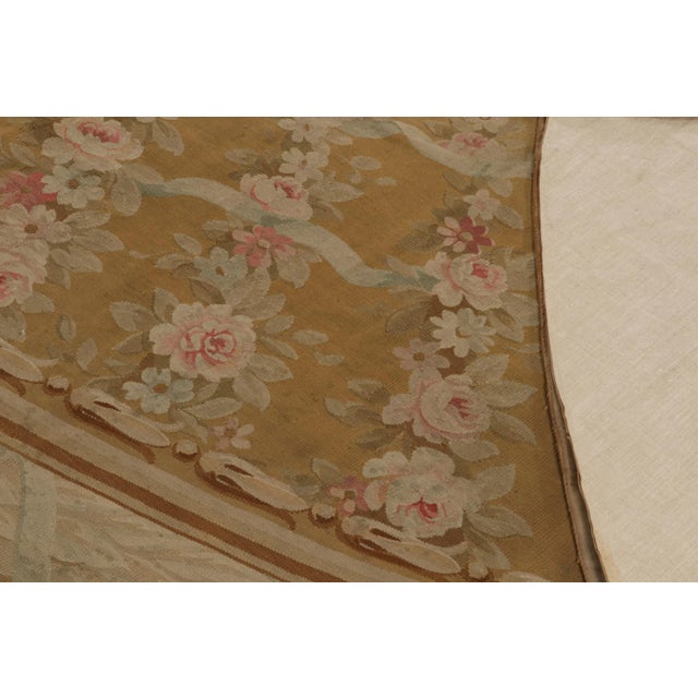 Textile Late 18th Century Antique Floral Aubusson Flatweave Oversized Oval Rug in Brown For Sale - Image 7 of 7