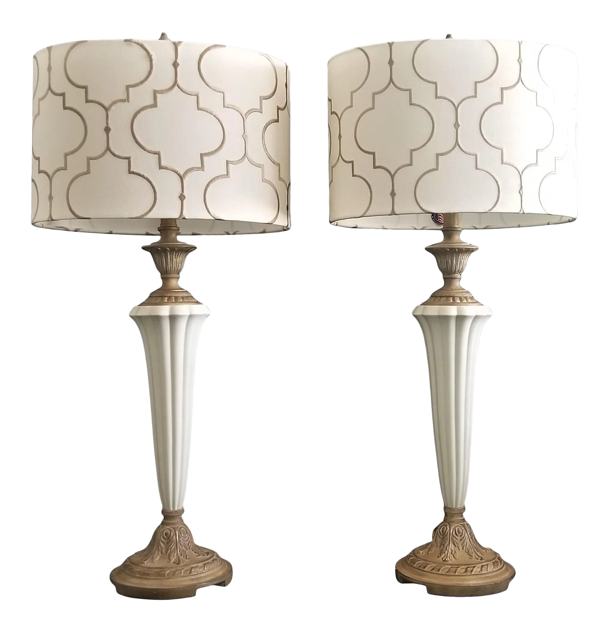 Lenox Quoizel Table Lamps With Coordinated Shades - Set of 2
