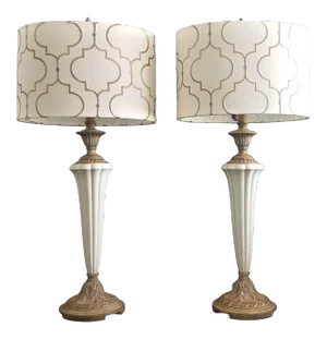 Lenox Quoizel Table Lamps With Coordinated Shades - Set of 2
