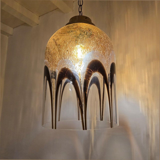 Mid-Century Modern 1970s Murano Glass Pendant Chandelier- Italy For Sale - Image 3 of 13