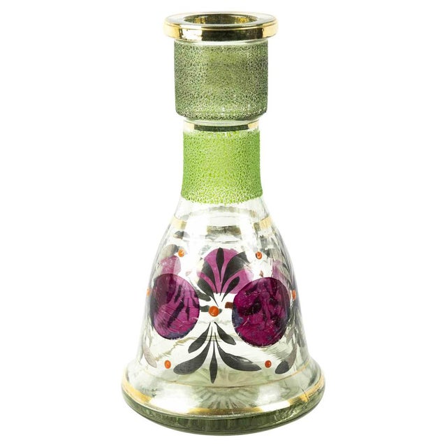 Vintage Green Art Glass Pitcher with Gilded Motifs, Mid-20th Century For Sale - Image 5 of 5