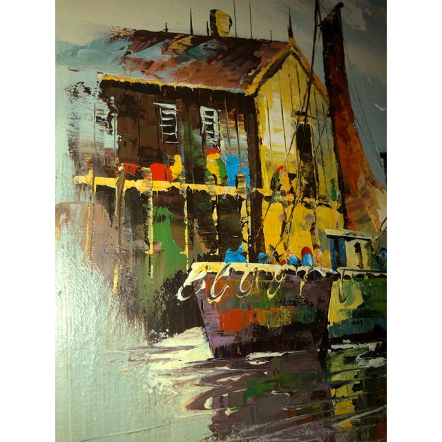 Mid 20th Century Peaceful Mid Century Painting of Sailboats For Sale - Image 5 of 9