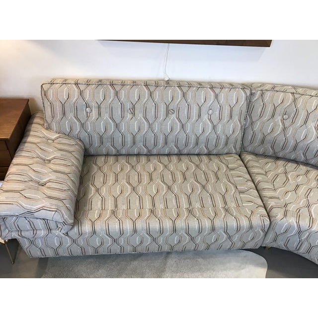 Mid-Century Modern Newly Upholstered Curved 2-Part Sofa For Sale - Image 9 of 12