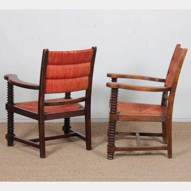 Wood Armchairs in the style of Charles Dudouyt, 1950s, Set of 2 For Sale - Image 7 of 8