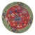 1920s Antique Red Floral Green Border Chinese Knotted Art Deco Wool Round Rug For Sale
