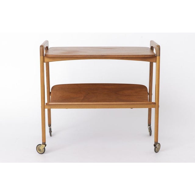 Mid-Century Modern Serving Bar Cart in Teak and Beech, German, 1960s For Sale - Image 3 of 12