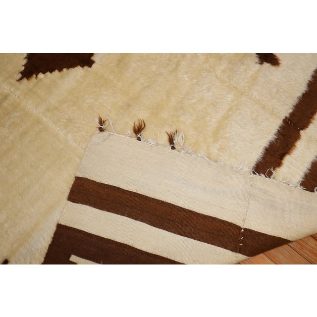 Early 21st Century Ivory Brown Mohair Rug - 4'8" x 6'9" For Sale - Image 14 of 18
