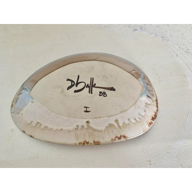 1988 Pink and Blue Tone Modern Ceramic Studio Bowl - Artist Signed For Sale - Image 4 of 5