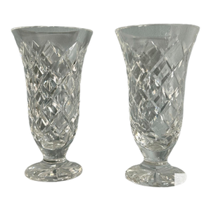 Vtg. Waterford Pair of Crystal Footed Kinsale 7" Bud Flower Vase
