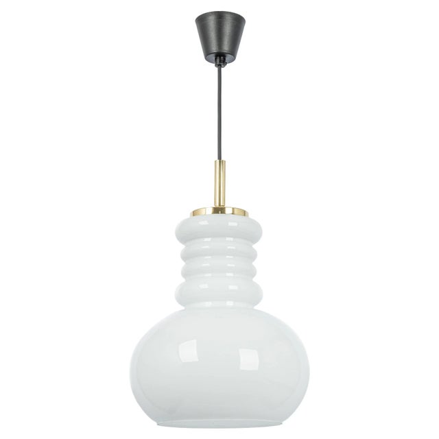 Large German Pendant Light in White Opal Glass from Peill & Putzler, 1970 For Sale - Image 10 of 10