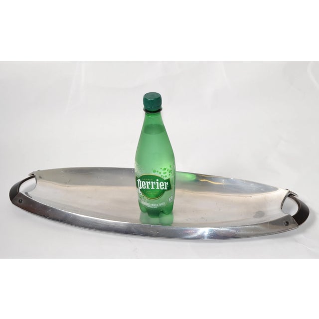 Mid-Century Modern long oval Aluminum Serving Platter, Fish Plate, Serving Tray made by Dansk in the early 1980s. Elegant...