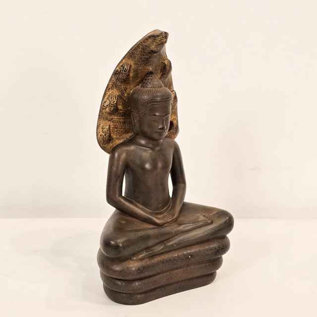 Asian Antique Naga Buddha Bronze, Thailand, 19th Century For Sale - Image 3 of 11