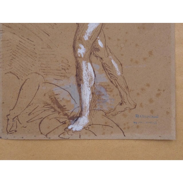 Théodore Chassériau, Preparatory Drawing, 1850s, Chalk & Pencil on Paper For Sale - Image 6 of 12