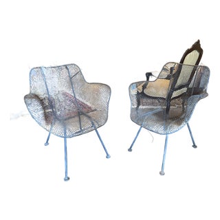Pair of Vintage Mid-Century Wire Mesh "Bird" Lounge Chairs For Sale