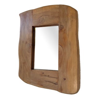 Brutalist Organic Wooden Mirror, 1960s For Sale