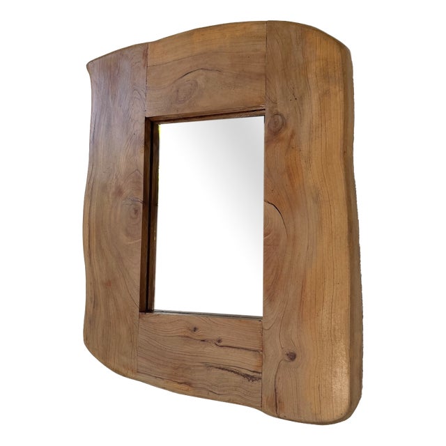 Brutalist Organic Wooden Mirror, 1960s For Sale