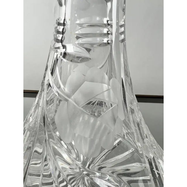 Neoclassical Classic European Cut Crystal Decanter With Faceted Stopper, 14″ H For Sale - Image 3 of 10