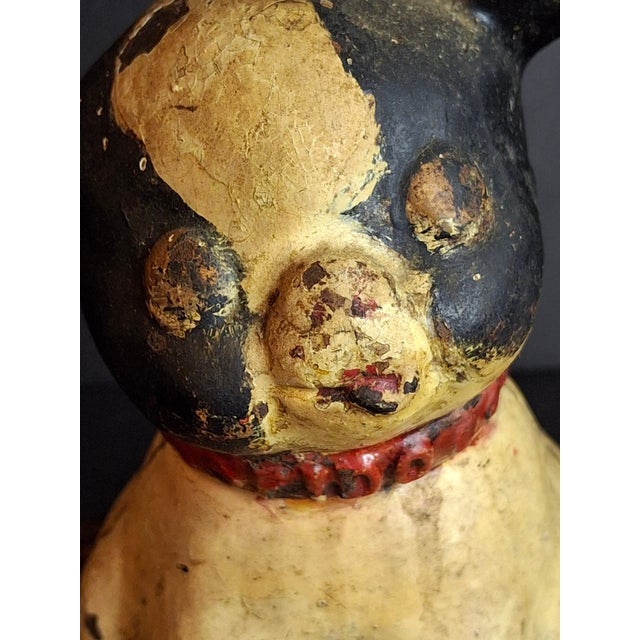 Antique Hubley Cast Iron Fido on Pillow Still Penny Bank, Original Paint C. 1920s For Sale - Image 11 of 17
