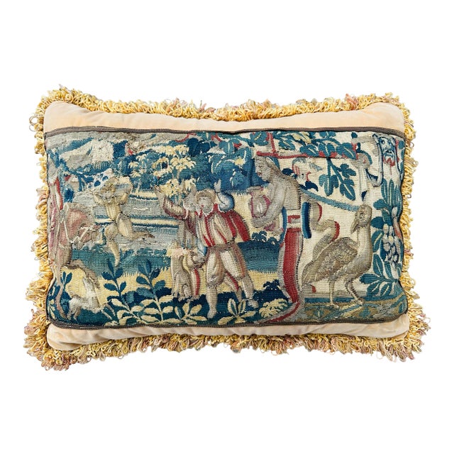 Antique Tapestry Pillow For Sale