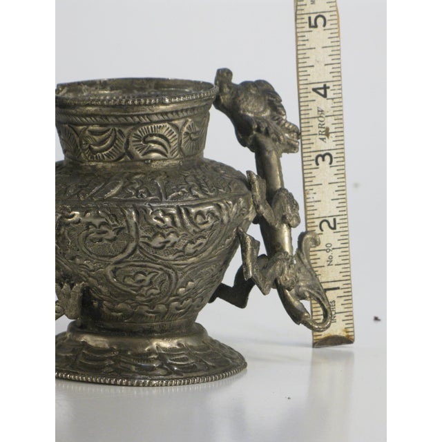 Metal Early 20th Century Tibetan With Dragons Jar / Pot Repousse Tined, Brass: Southeast Asia For Sale - Image 7 of 13