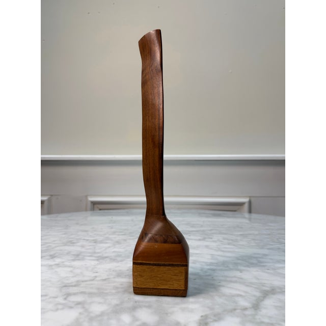 Mid-Century Modern Biomorphic Carved Walnut Abstract Sculpture on Multi-Wood Base For Sale In West Palm - Image 6 of 6