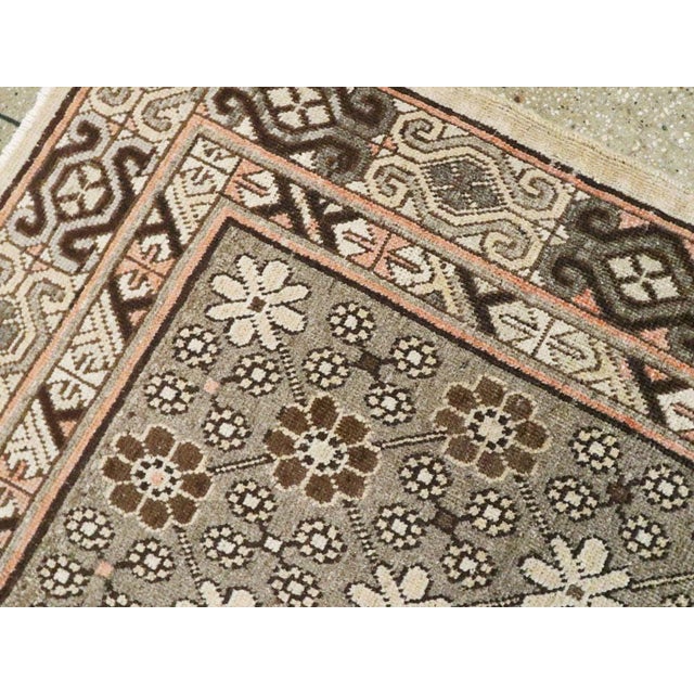 Taupe Galerie Shabab Collection Early 20th Century East Turkestan Khotan Rug For Sale - Image 8 of 10