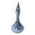 Vintage Hand-Painted Blue Ceramic Decanter With Spire Stopper For Sale
