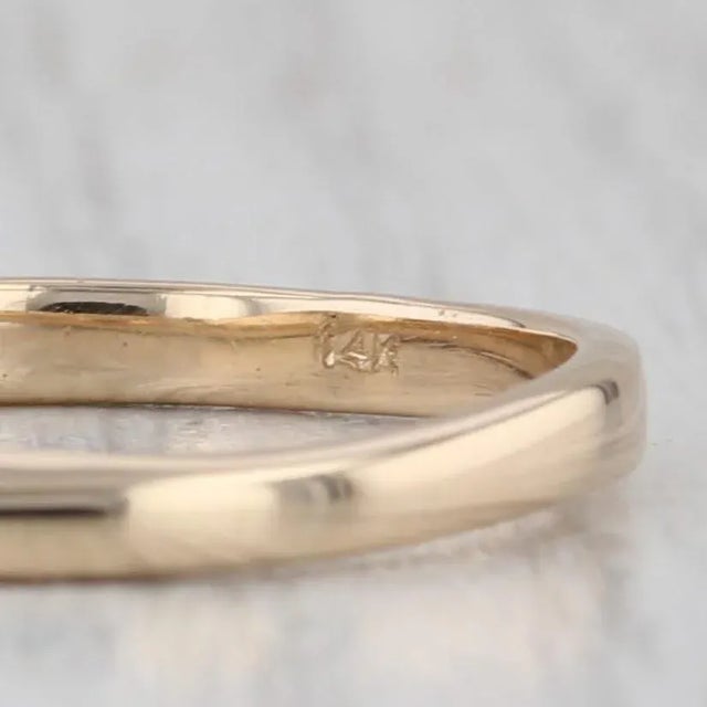 2010s 0.32ctw Diamond Sapphire 3-Stone Ring 14k Yellow Gold Size 6.5 Stackable Band For Sale - Image 5 of 8