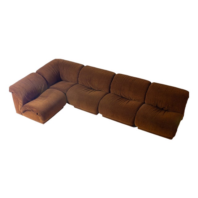 Modular Sofa in Rust Brown Velvet from Doimo, 1970s, Set of 5 For Sale