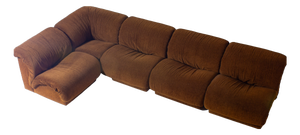 Modular Sofa in Rust Brown Velvet from Doimo, 1970s, Set of 5